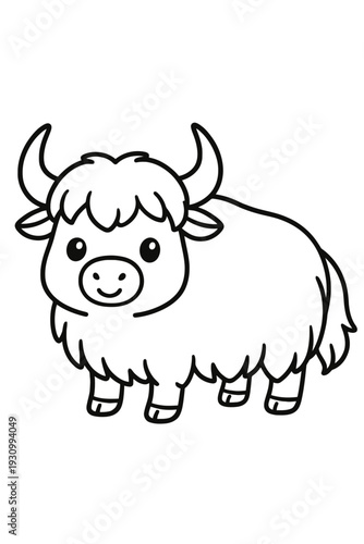 cartoon vector yak illustration on farm
