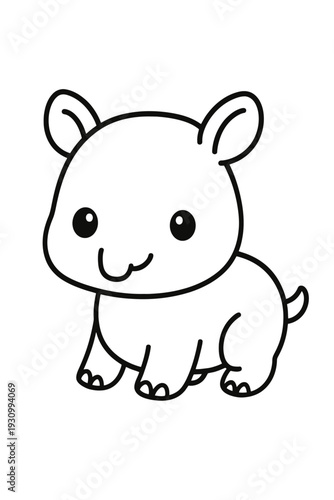 cute tapir cartoon character in nature