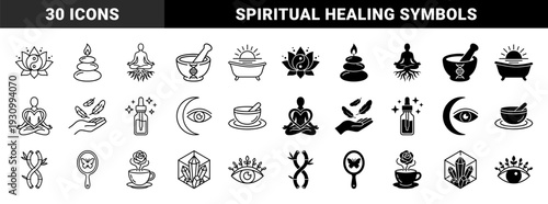 Holistic Wellness and Spiritual Healing Hybrid Symbols Featuring Lotus Yin Yang DNA Mortar and Meditating Figure with Root and Heart Integration