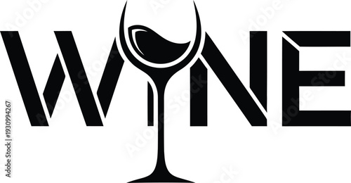 Wine glass logo with bold typography