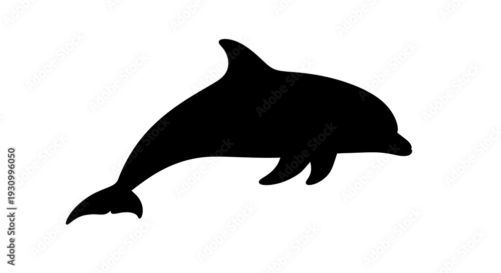 Fototapeta premium Black silhouette of a dolphin swimming.