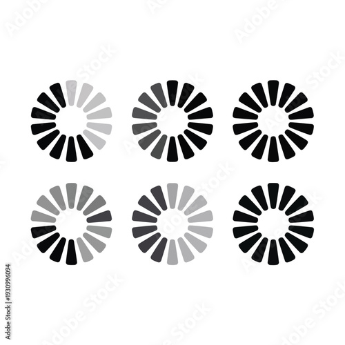 Set of 6 circular loading spinner icons vector