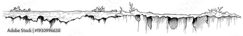 Cross section sketch of ground layers with grass and underground roots