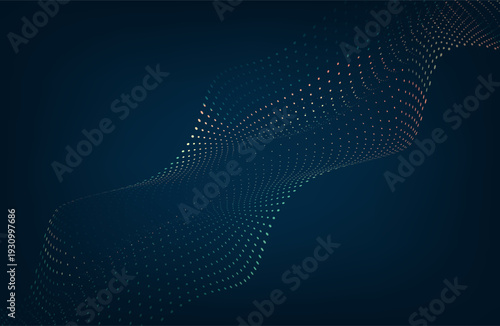 Abstract Music background. Big Data Particle Flow Visualisation. Science infographic futuristic illustration. Sound wave. Sound visualization. Abstract Segwit.