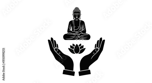 Hands Holding Lotus with Buddha.