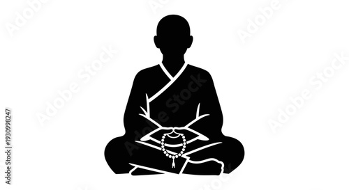 Person Meditating in Lotus Position Silhouette.