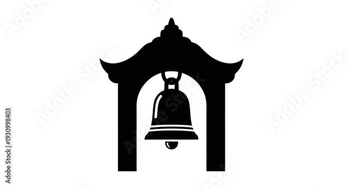 Bell Hanging in Archway Silhouette.