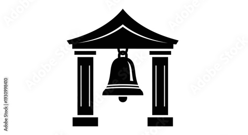 Black Bell Hanging from Simple Structure.