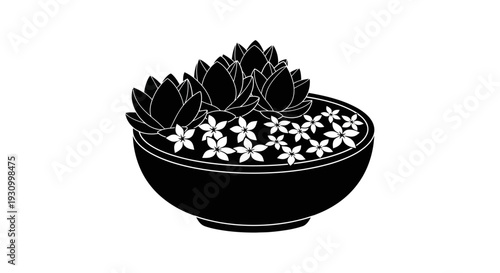Succulent Plants in Black Pot Illustration.