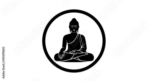 Buddha Silhouette Meditation Yoga Pose Icon.
