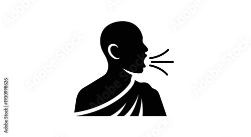 Man Speaking Loudly with Open Mouth.