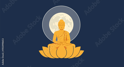 Buddha Sitting on Lotus Flower Meditation.