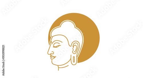 Simple Line Drawing of Buddha Head Profile.