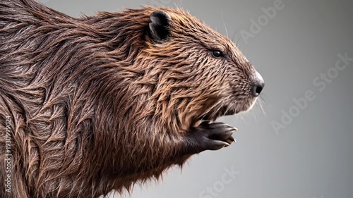 Wallpaper Mural Wild beaver close-up in profile with wet fur Torontodigital.ca