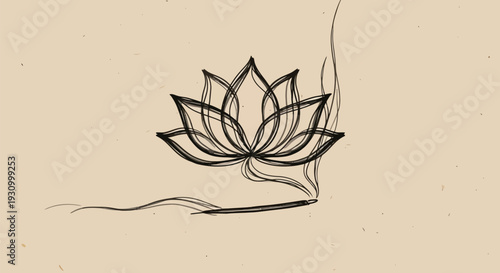 Lotus Flower Illustration Simple Line Art Design.