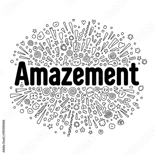 Amazement concept illustration with diverse symbols and icons bursting out in a dynamic explosion of emotions and ideas