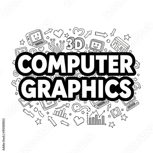 Computer graphics illustration showcasing technology and design elements in a modern digital environment.