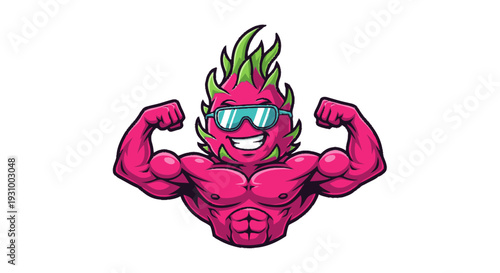 Cartoon Character Showing Muscles and Strength.