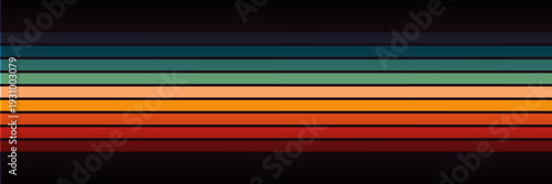 Abstract 1970's background design in futuristic retro style with colorful lines. Vector illustration.