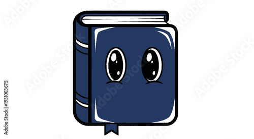 Blue Cartoon Book Character Illustration.