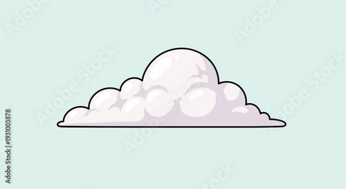 A simple white cloud illustration on a light blue background viewed from the side