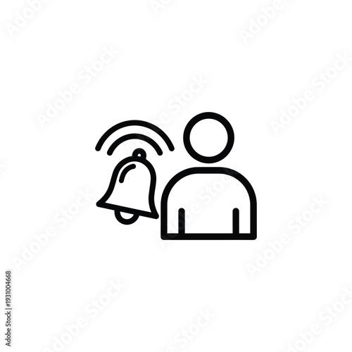 Notification icon representing a person receiving a notification or alert signal beside a bell