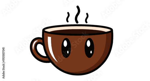 Cartoon Coffee Cup Character Design Illustration.