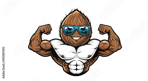 Cartoon Date Character Flexing Muscles.