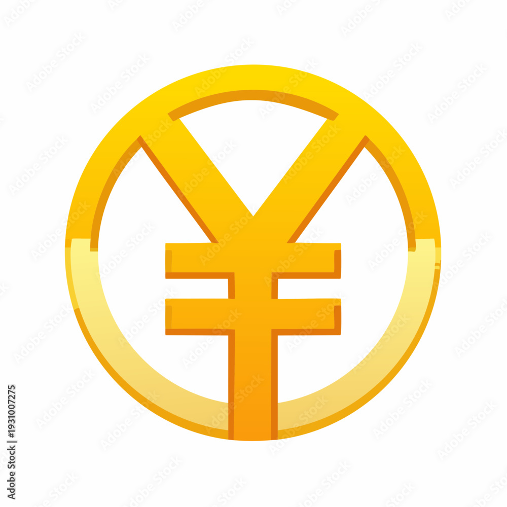 Fototapeta premium Gold Japanese Yen Currency Symbol Icon