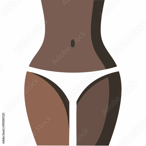 Abstract illustration of a slim female torso in underwear, simplified body shape.