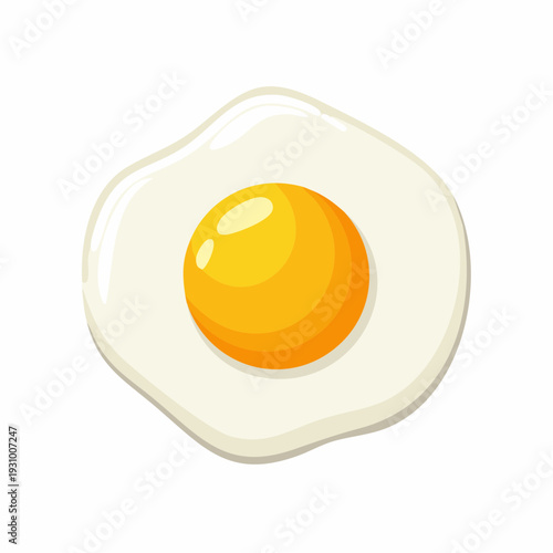 Sunny-side up fried egg isolated on white background, cooking breakfast.