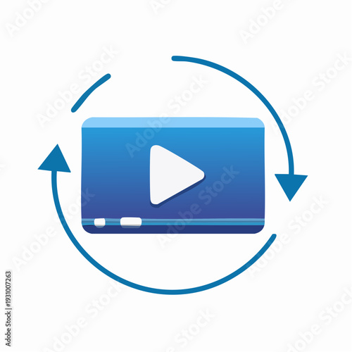 Video player interface with rotating arrows animation loop icon
