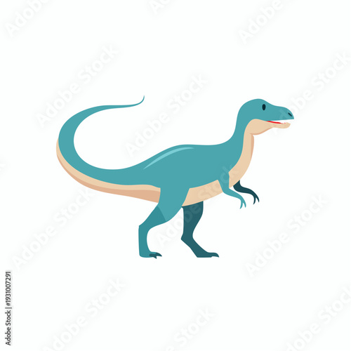 Cartoon Illustration of a Blue Dinosaur Roaming Ready To Pounce