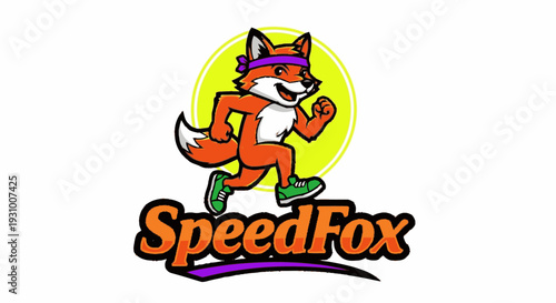 Cartoon Fox Character Running with Sunglasses.