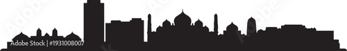 Ahmedabad India Skyline Silhouette City. black art icon drawing vector