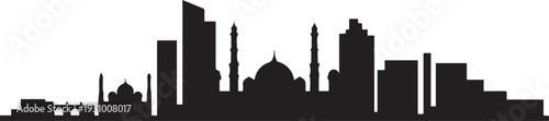Ahmedabad India Skyline Silhouette City. black art icon drawing vector