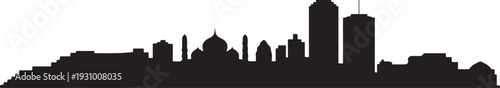 Ahmedabad India Skyline Silhouette City. black art icon drawing vector