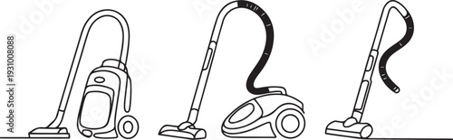 Vacuum cleaner Outline vector illustration on white background . Set icon vacuum cleaner for cleaning. one line art icon drawing vector