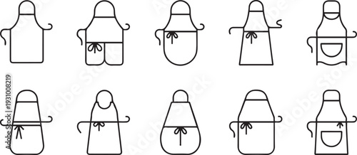 Kitchen apron vector line icon set. Isolated line set cook uniform. one line art icon drawing vector