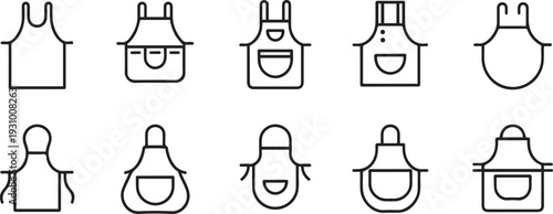 Kitchen apron vector line icon set. Isolated line set cook uniform. one line art icon drawing vector