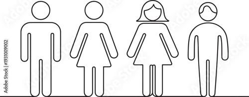 Man and woman icons set. male and female sign and symbol. one line art icon drawing vector