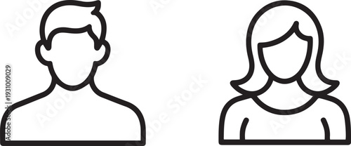 Man and woman icons set. male and female sign and symbol. one line art icon drawing vector