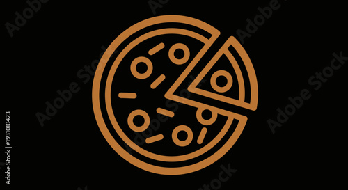 Pizza Icon with Missing Slice Illustration.