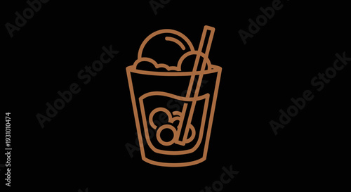 Simple Line Drawing of a Cold Drink.