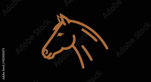 Simple Line Drawing of Horse Head Profile.