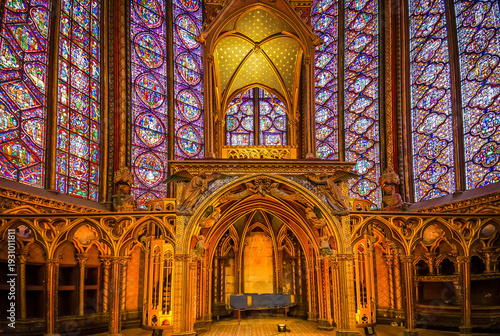 Wallpaper Mural Stained glass windows of Saint Chapelle with rose window, medieval church of 13c., Paris France Torontodigital.ca