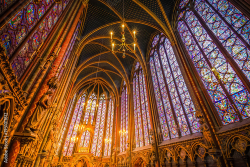Canvas-taulu Stained glass windows of Saint Chapelle, old medieval church of 13c