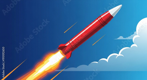rocket in sky vector ilustration 