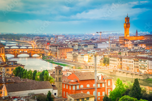 Wallpaper Mural famous bridge Ponte Vecchio and old town at night, Florence, Italy Torontodigital.ca