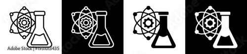 Chemical Reaction Icon In Flat Version On Black And White Background